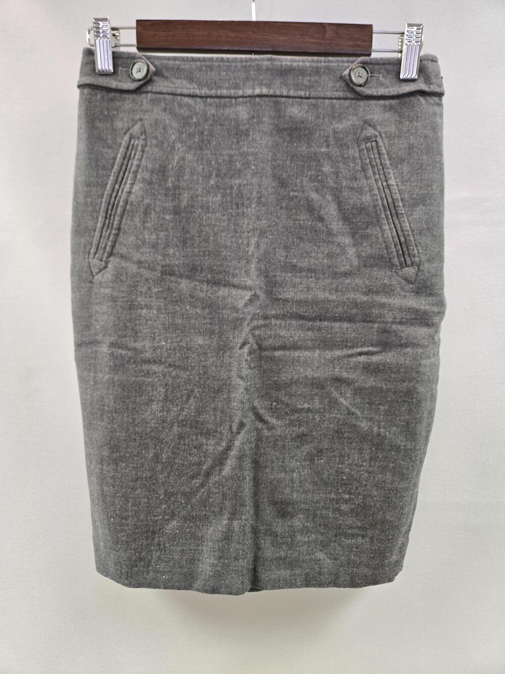 LOFT Skirt Womens 2 Gray Linen Blend Pencil Lined Career Work Office Chic
